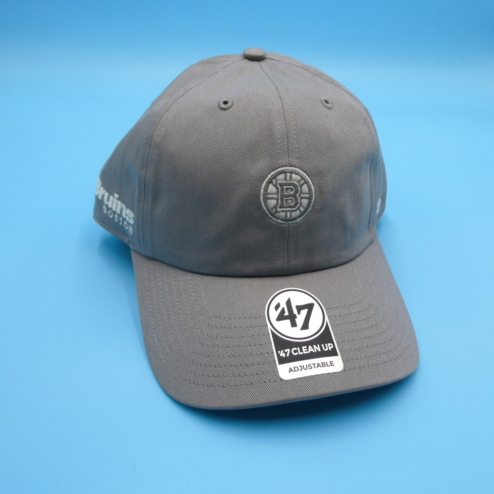 '47 Hat Mens OSFA Clean Up Boston Bruins Gray Adjustable Cotton Cap NHL